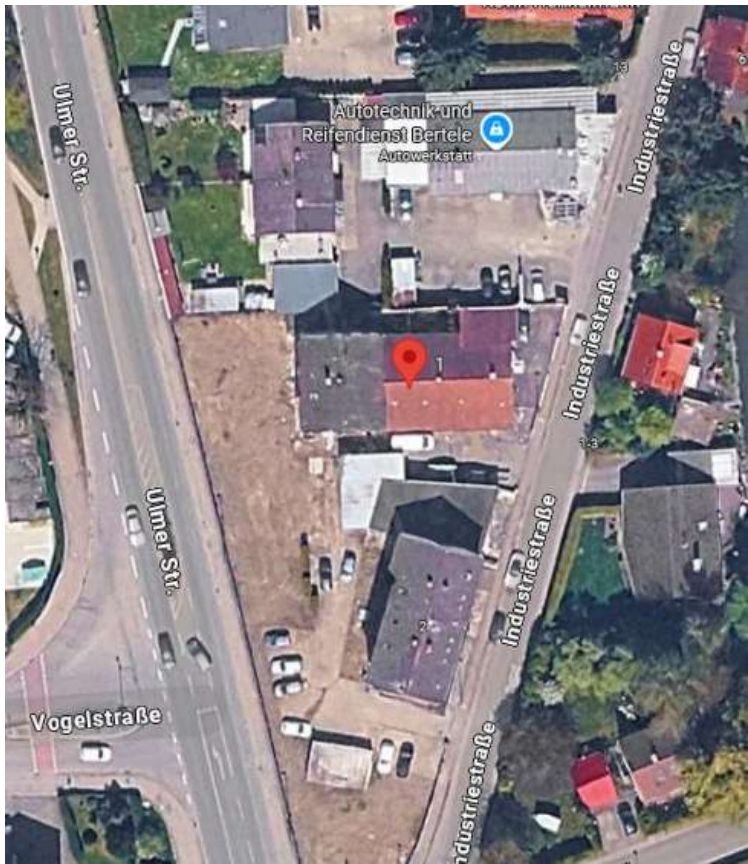 Luftaufnahme des Grundstücks Industriestraße 1-5 in Vöhringen